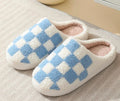 Blue Checker Print Slippers